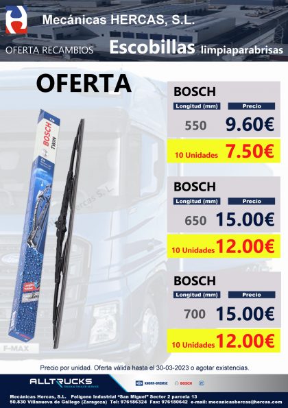 OFERTA Escobillas limpiaparabrisas BOSCH