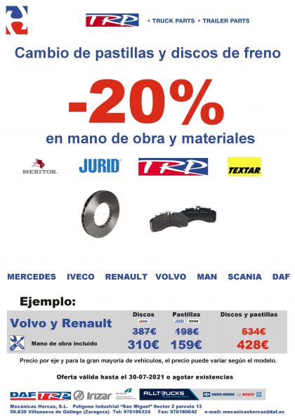 Oferta para frenos camión multimarca