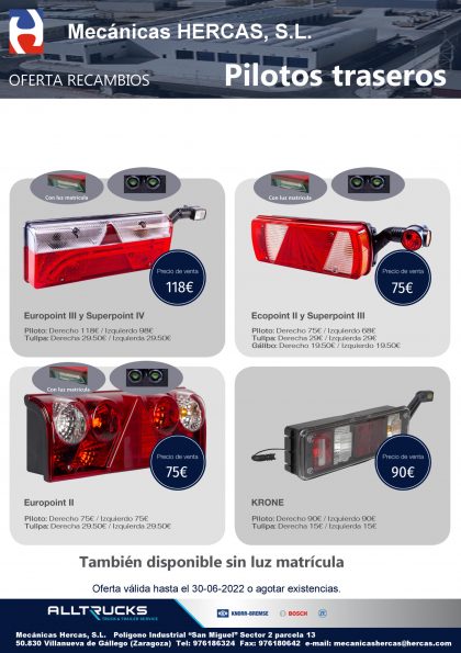 Pilotos traseros camión y semirremolque