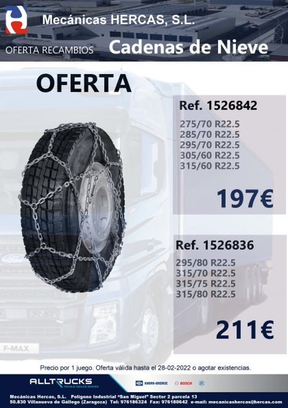 Promoción cadenas nieve para camión