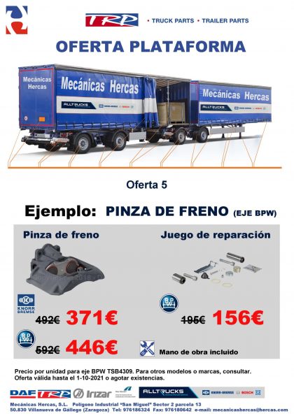Promoción pinzas de freno semirremolque